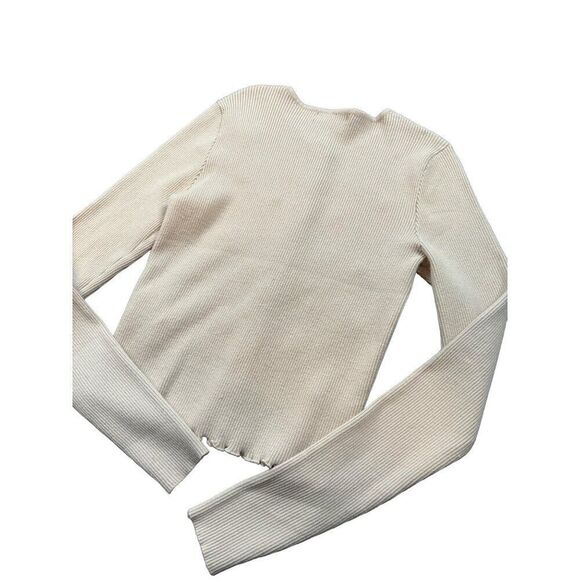 Forever 21 Women's Daisy Embroidered Ribbed Cardigan Sweater Beige S - Picture 6 of 7